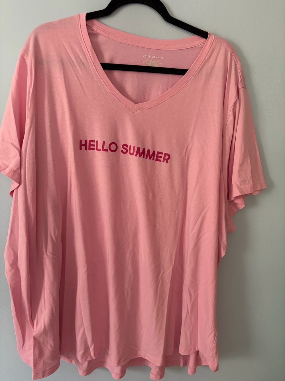 Lane Bryant Pink V-Neck 'Hello Summer' Graphic Tee